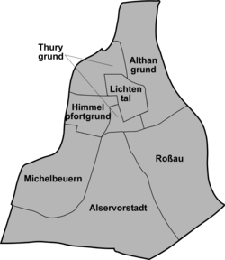 Karte Bezirksteile Alsergrund